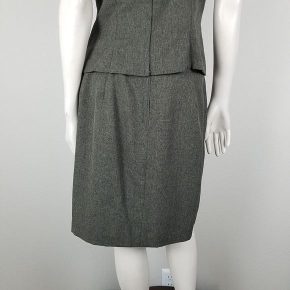 Vintage 90s Y2K Micro Houndstooth Brown Grey Tank Skirt Coord Set Sz 13/14 JRs - Picture 8 of 14